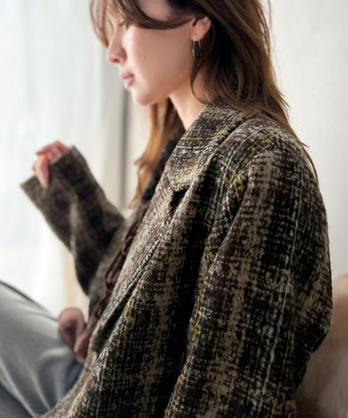 【mily bilet】思わず「どこの？」と聞かれちゃう♪ブークレチェックジャケットコート mi1329113