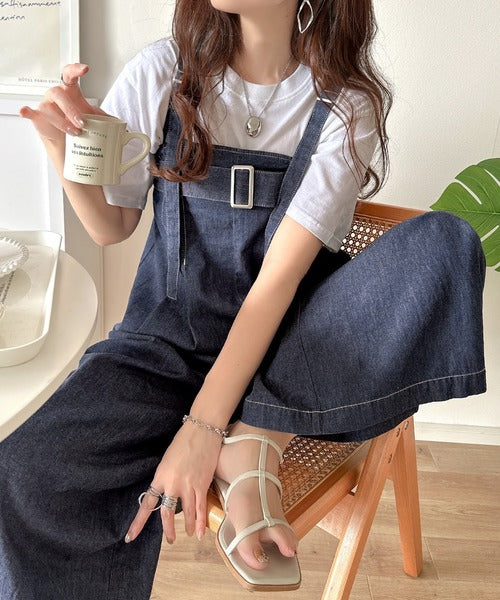 2WAYで楽しむ！旬シルエット。太ベルトライトオンスデニムサロペット ce0940240