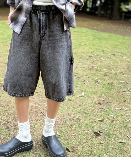 「新定番ハーフデニム。」ベルトデザイン ペインター ハーフデニムパンツ／Belted Design Painter Half Denim Pants co1150029