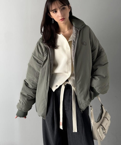 【Classical Origin】「防寒高機能。」リブハイネック中綿入りモンスターオーバージャケット／Ribbed High-Neck Padded Monster Oversized Jacket co1010036