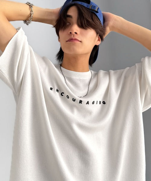 《JaVaジャバコラボ》Tシャツにはない品格を。ロゴプリントオーバーサイズサマーニットプルオーバー jm1050364