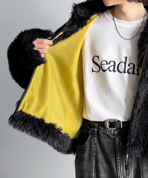 【Classical Origin】「一瞬で惹かれる。」シャギーファーショート裏配色ショートジャケット／Shaggy Faux Fur Short Jacket with Contrast Lining co1010037