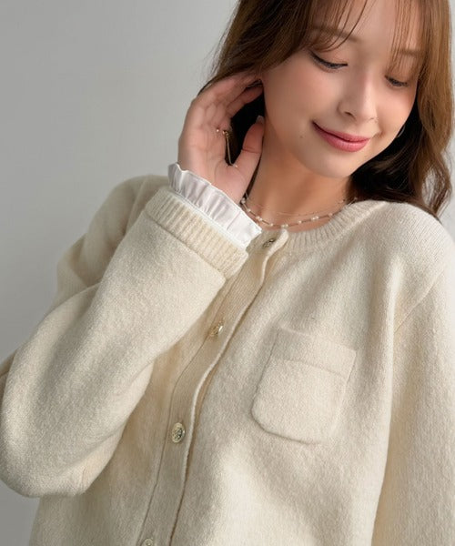 【mily bilet】秋コーデに、ひとさじの甘さを。フリル襟2Way フェイクレイヤードカーディガン mi1359065