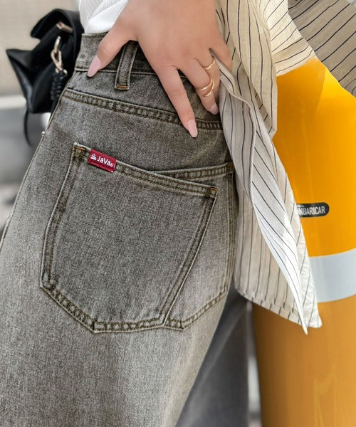 《JaVa ジャバコラボ》程よい大人のワイド。こなれ感を纏う  ダブルバックポケットワイドデニム jv1410013