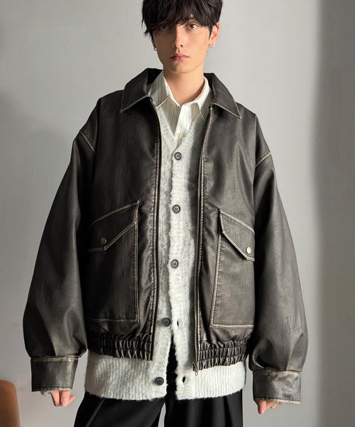 【Classical Origin】「Sランクアイテム。」ヴィンテージレザー中綿入りブルゾン／Vintage Leather Padded Blouson co1320001