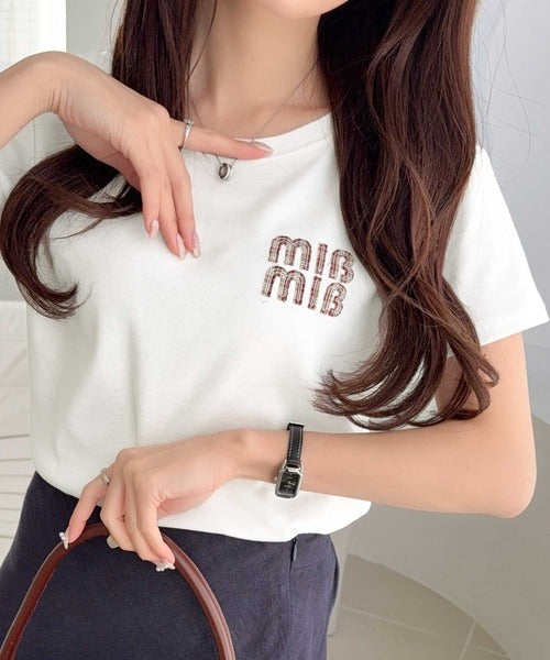 【mily bilet】スタイルよく、着心地いい。絶対使えるシンプルT♪ワッペンコンパクトTシャツ（半袖） mi1329084