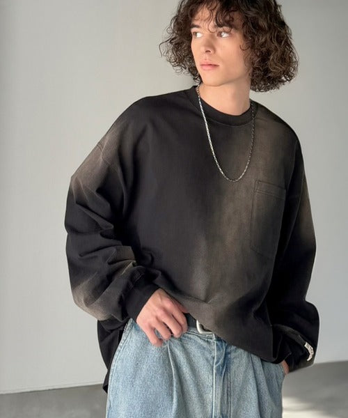 《JaVaジャバコラボ》垢抜け！大人のストリートstyleを作る。綿100％スプレーダイオーバーサイズTシャツ（長袖） jm1020358
