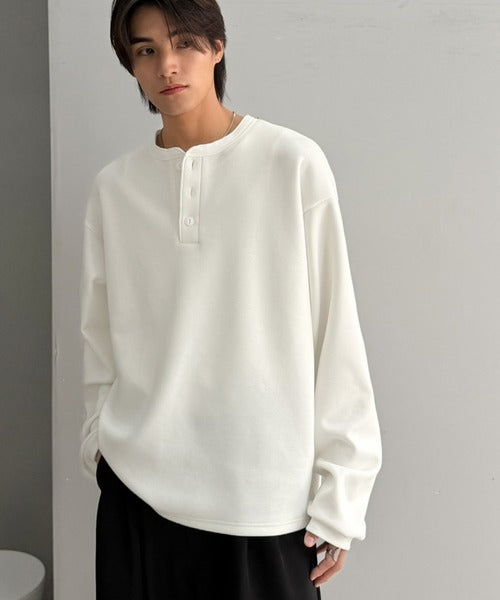 《JaVaコラボ》ラフに着るほど、サマになる。ダンボール素材ヘンリーネックTシャツ（長袖） jo1010077