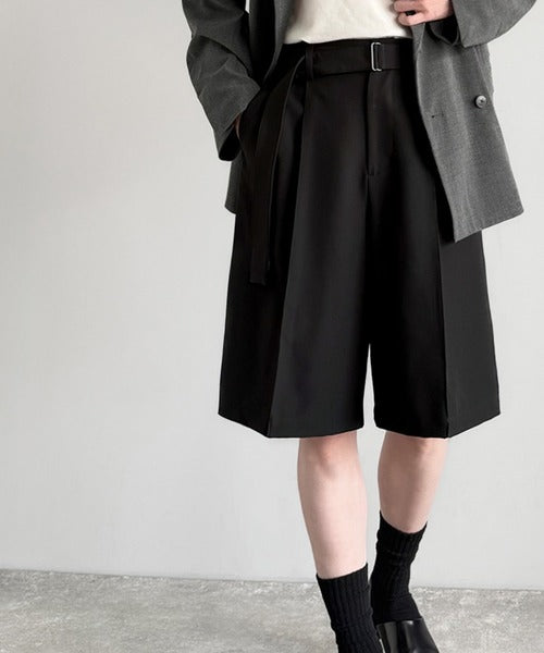 「涼やか上品。」ベルト付きルーズシルエットショートスラックス／Belted Design Loose Silhouette Short Slacks co1150020
