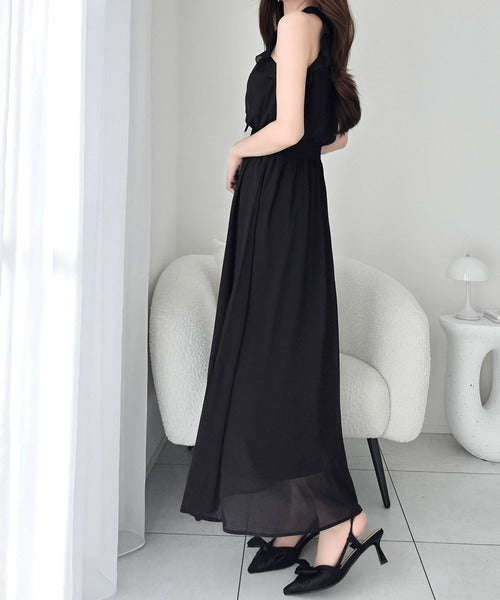 【mily bilet】女性らしさを引き立てるディテールが魅力。アメスリ リボンタイワンピース (ロング丈) mi1019120