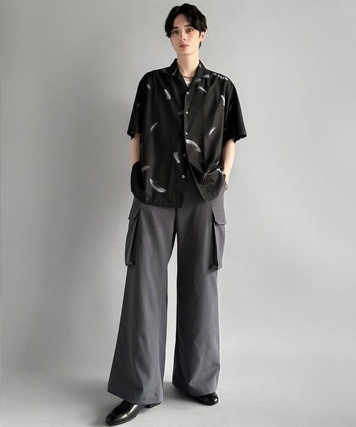 Oversized Drape Half Sleeve Shirt/総柄プリントオーバーサイズドレープ半袖シャツ co1150014