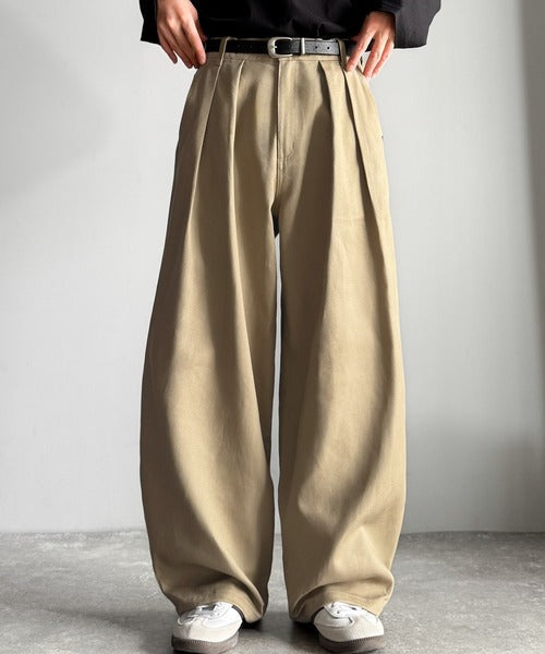 【Classical Origin】「オールシーズン大活躍。」 綿100％インツータック仕様ワイドバルーンパンツ／Inverted Two-Tuck Wide Balloon Pants co0780006