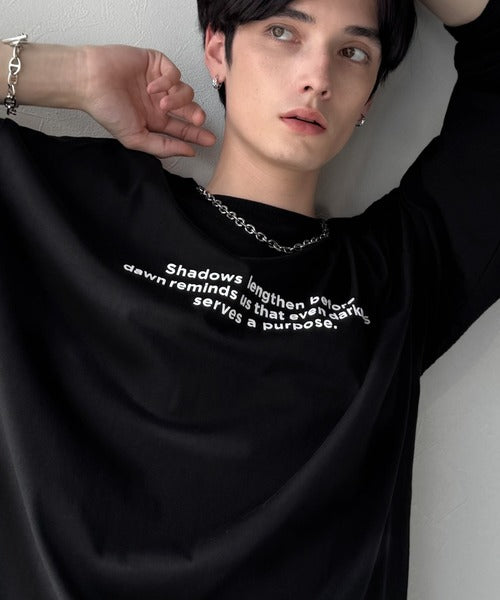 【classical origin】「シンプルが、いい」。綿100％シルケット風シンプル英字ロゴTシャツ（長袖）/ 100％ cotton simple English letters printed logo t-shirt ao1330056