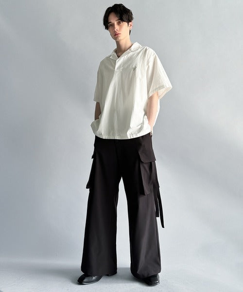 Cotton100%  Ripstop Open Collar Pullover Shirt／コットン100％リップストップ素材オープンカラープルオーバーシャツ co1150012