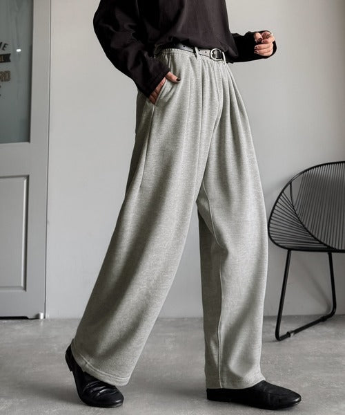 【Classical Origin】「まるでスラックス！」ベルトループ付き2タックバルーンシルエットスウェットパンツ/2-pleat balloon silhouette sweatpants co0780005