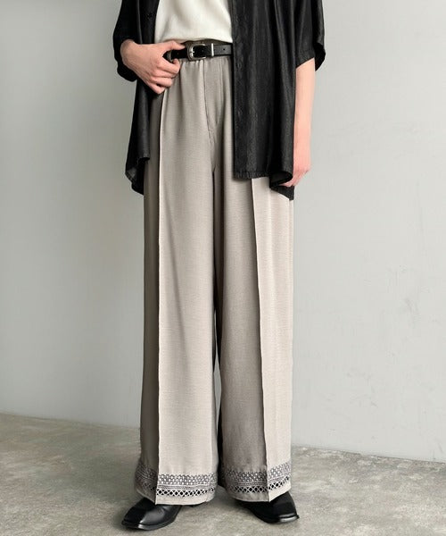 「キレイめ×抜け感」裾レース切り替えリラックスイージースラックス／Lace Panel Easy Slacks co1010020