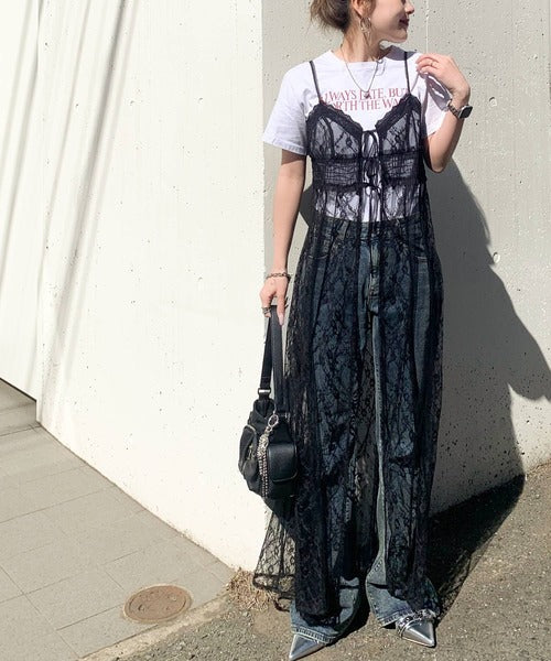 【mily bilet】トレンド満載大人ガーリー。レース使いシアーキャミワンピース mi1139072