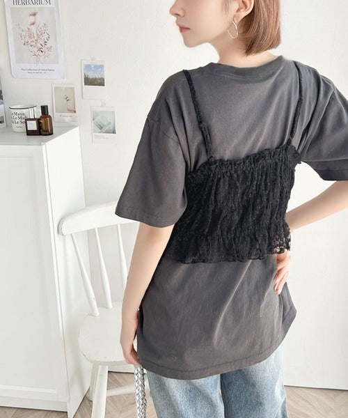 コーディネートに鮮度を加える。フラワー刺繍チュールリボンキャミビスチェ ce1070113
