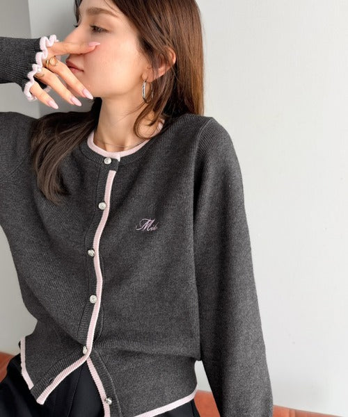 【mily bilet】甘さを上品に楽しむ、着映えトップス。配色プレッピーカーディガン mi1359062