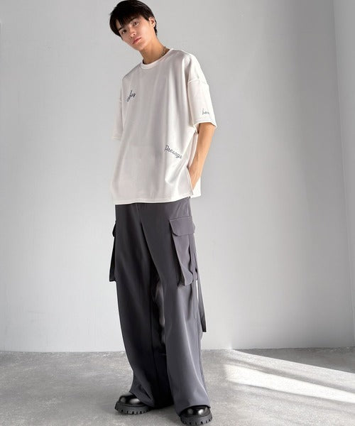 Logo Rhinestone Design Dolman Oversized Tee／ラインストーンロゴ使いドルマンオーバーサイズTシャツ co1010003