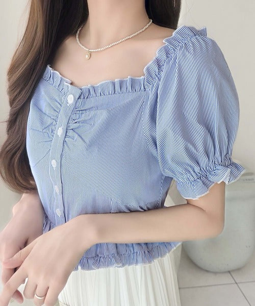 【mily bilet】1枚2役♪レイヤード風の着こなしが完成。2Wayパフスリーブブラウス×プリーツスカートドッキングワンピース (ロング丈) mi1139109