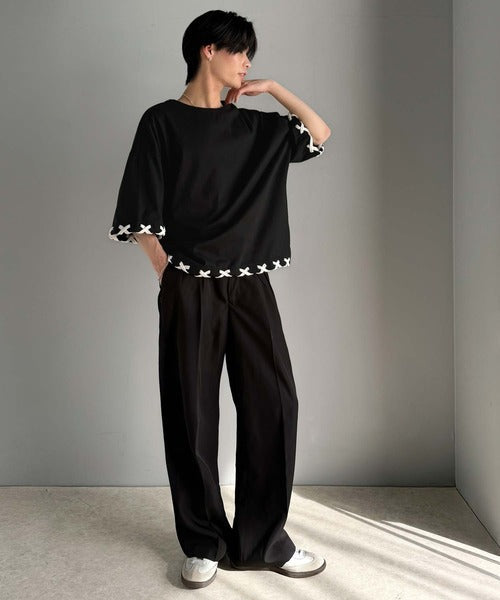トレンドライクなゆるシルエット。【メンズ】ステッチデザインTシャツ（半袖） cm1010407