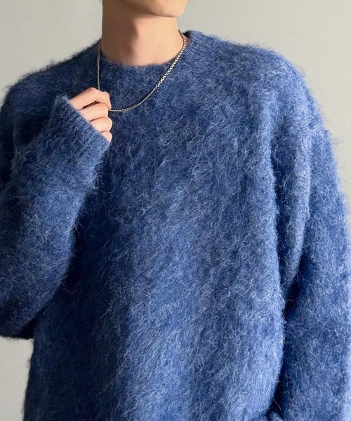【Classical Origin】「深みのある1着。」ミックスシャギー素材クルーネックセーター／Mixed Shaggy Crew Neck Sweater co0780010