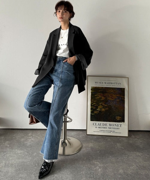 【Classical Origin】「大人の風格。」ダブルテーラードオーバーサイズジャケット/Double-breasted tailored oversized jacket ao1070184