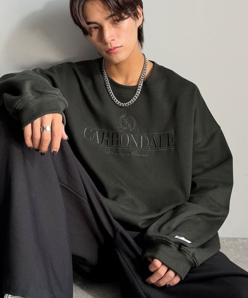 【Classical Origin】刺繍カレッジロゴ裏起毛スウェット／Embroidered College Logo Fleece Sweatshirt ao1330040
