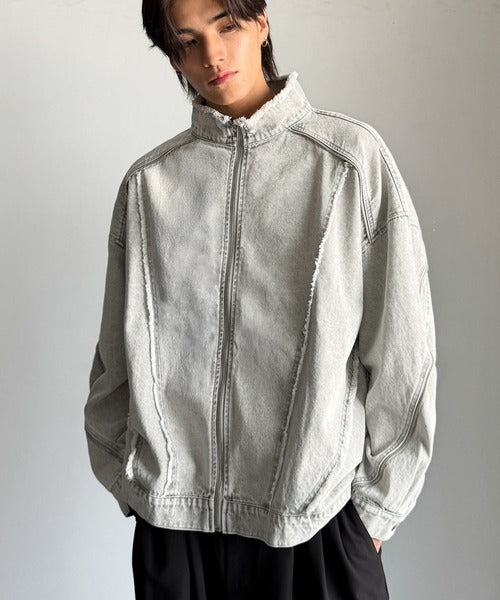 【Classical Origin】「都会的スタイル。」綿100%ヴィンテージ加工フリンジデニムジャケット/100% cotton vintage fringe denim jacket co1010028