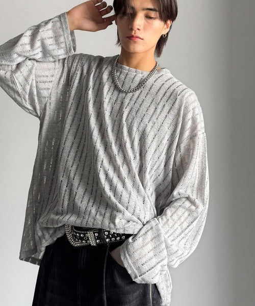 【Classical Origin】「シンプルに魅せる。」グランジモードリラックスシアープルオーバー（長袖）/Grunge Mode Relaxed Pullover co1010027