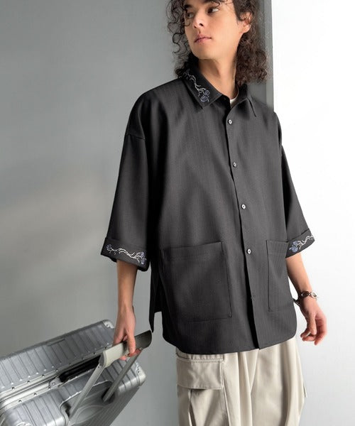 「魅せる服。」刺繍使いシャツジャケット/Embroidery Design Shirt Jacket co1010042