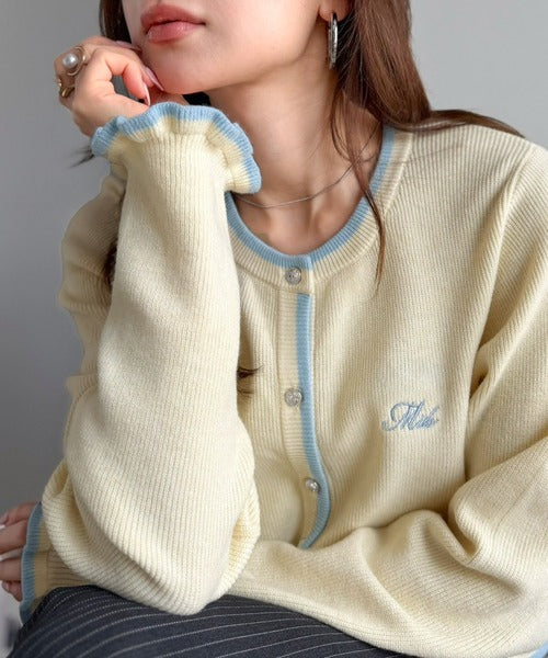 【mily bilet】甘さを上品に楽しむ、着映えトップス。配色プレッピーカーディガン mi1359062