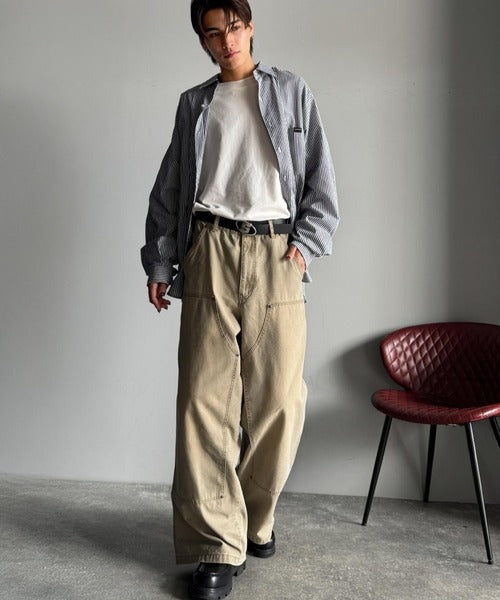 【Classical Origin】「無骨さを纏う。」綿100％ダック素材ダブルニーデザインパンツ／Duck Fabric Double Knee Detail Pants co1150058