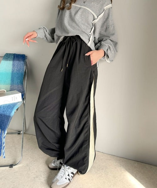《Javaジャバコラボ》スポーティー＆スタイリッシュ。サイドジップ配色シャカシャカパンツ jv1260316