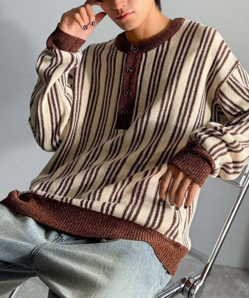 【Classical origin】ヘンリーストライプニット／Henley Striped Knit ao1020315