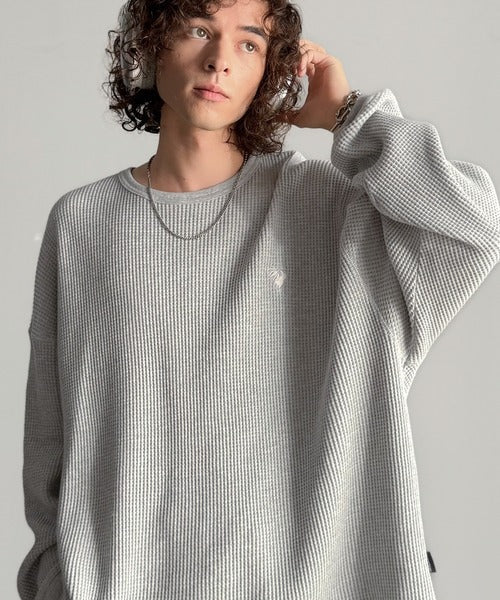 【Classical Origin】「ヘビーウェイト一択。」綿100％ワッフルクルーネックビッグTシャツ／Cotton 100% Waffle Crew Neck Big T-Shirt co0780014
