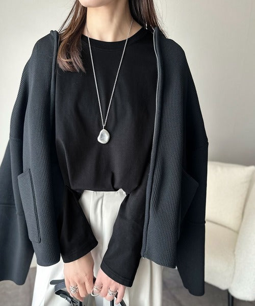 品よく、楽ちん。大人の余裕が漂う。シルケット素材 レイヤード ラウンドヘム 長袖 ロンTEE ce1020296