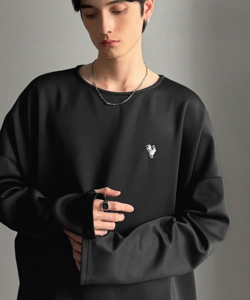 【Classical Origin】「洗練モードな一枚」。Double-Knit Fabric Thumb Hole Dolman T-Shirt／ダンボール素材サムホール付きドルマンTシャツ（長袖） co1010031