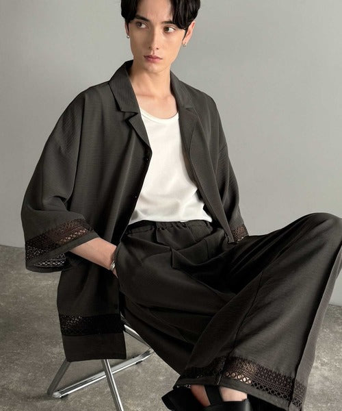 レースが語る、大人の余裕。レース切り替えオープンカラーシャツ / Lace Panel Open Collar Shirt co1010011