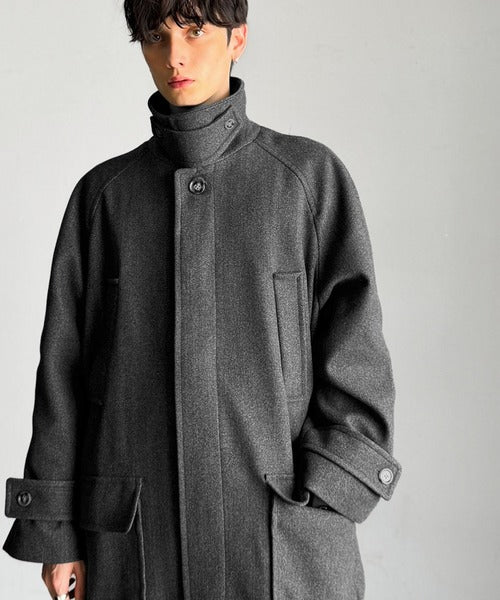 【Classical Origin】「上品さ、極まる」。ロング丈比翼2way衿ステンカラーコート／Long-length concealed 2way bal collar coat ao1265006
