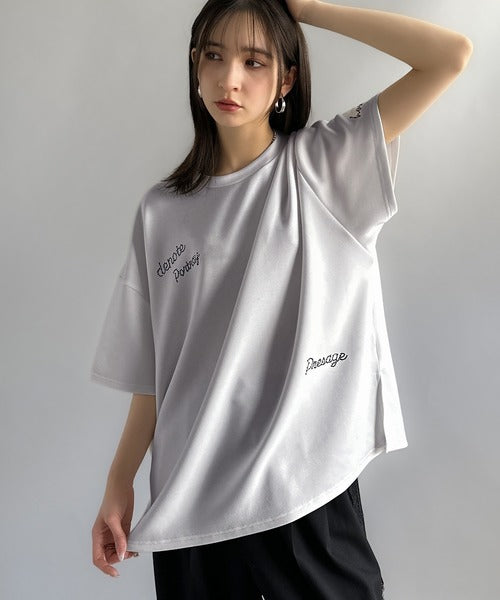 Logo Rhinestone Design Dolman Oversized Tee／ラインストーンロゴ使いドルマンオーバーサイズTシャツ co1010003