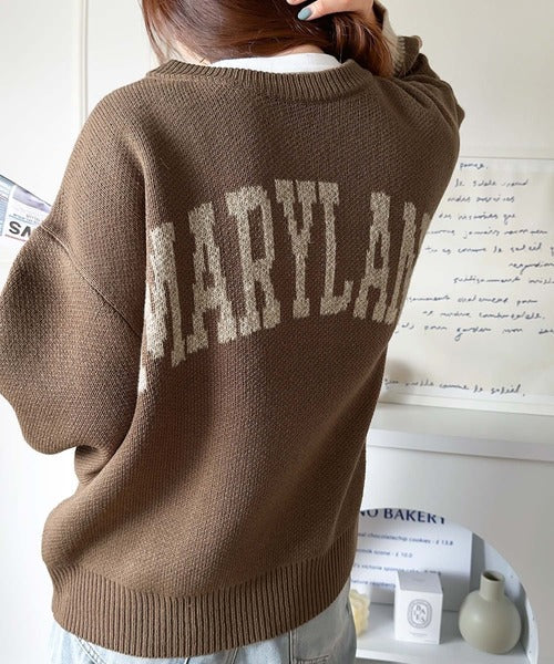 《JaVa ジャバコラボ》大人カジュアルの定番。2wayMIXヤーンバイカラーロゴニットプルオーバー jv1260244