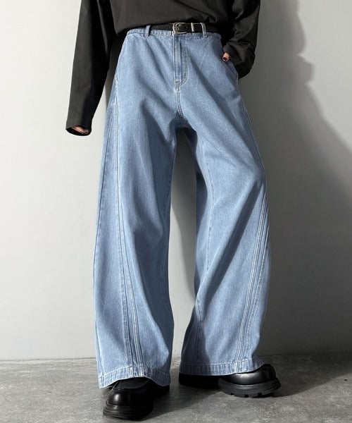 【Classical Origin】「二度見される。」サイドダブルカーブラインデニムパンツ／Side Double Curve Line Denim Pants co0900002
