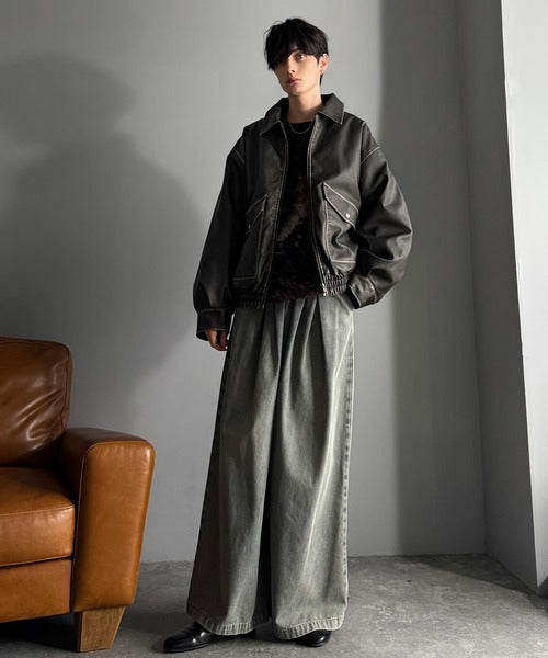 【Classical Origin】「Sランクアイテム。」ヴィンテージレザー中綿入りブルゾン／Vintage Leather Padded Blouson co1320001