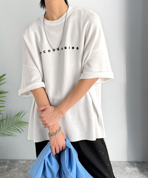 《JaVaジャバコラボ》Tシャツにはない品格を。ロゴプリントオーバーサイズサマーニットプルオーバー jm1050364