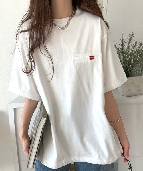 《JaVa ジャバコラボ》シンプルなのに格上げ。綿100％シルケット素材裾ドロストオーバーサイズTシャツ jv1050157