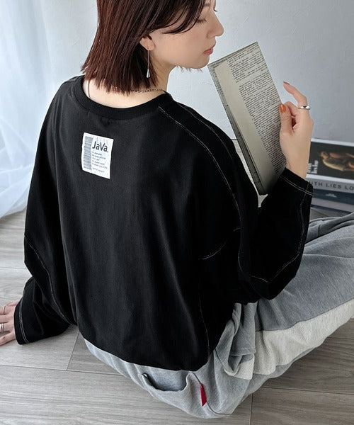 《JaVaジャバコラボ》ゆるっと大人カジュアル。綿100％ドルマンスリーブカットロンTEE（長袖） jv1260489