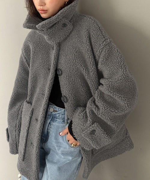 《JaVaジャバコラボ》纏う大人ボアが包み込む♪ボアショートブルゾン jv1265010