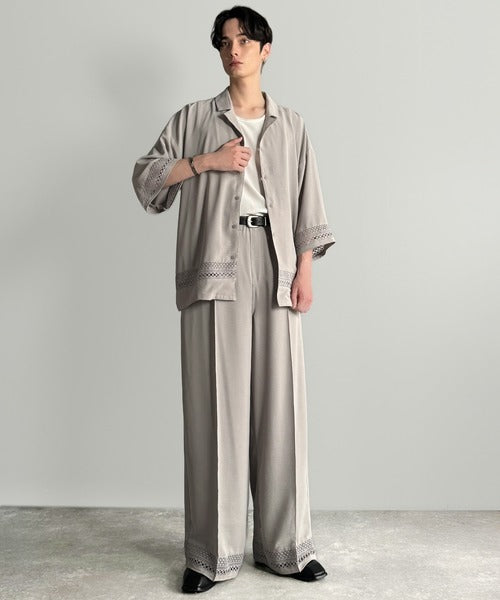 「キレイめ×抜け感」裾レース切り替えリラックスイージースラックス／Lace Panel Easy Slacks co1010020